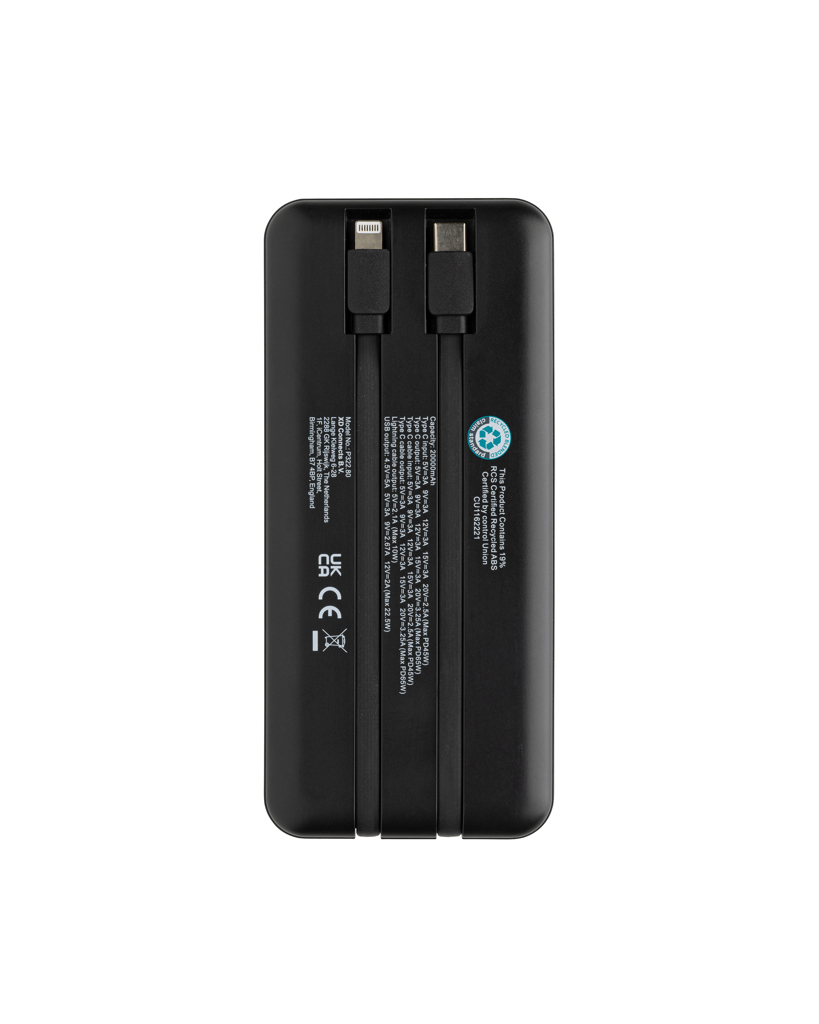 Gridley 20.000mAh 65W Laptop Powerbank aus RCS rPlastik, schwarz