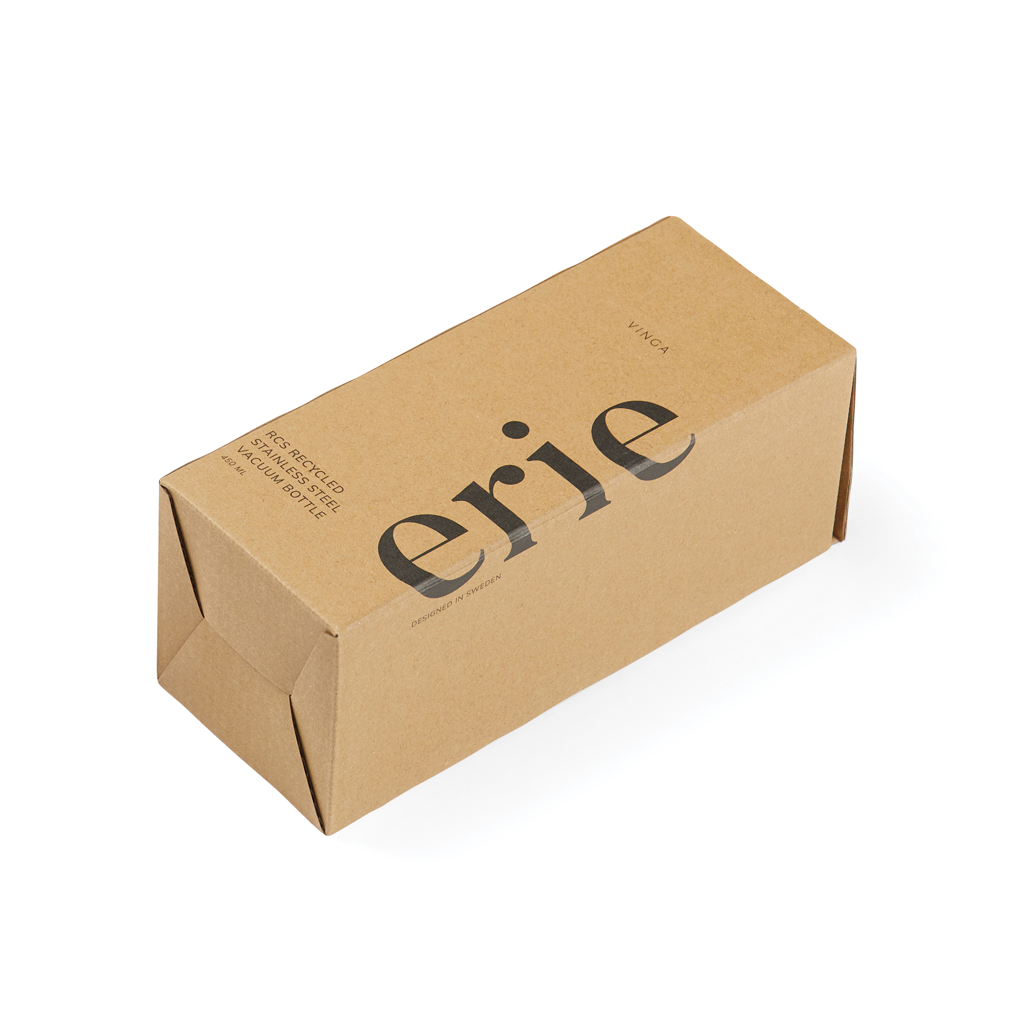 VINGA Erie 450ml Vakuumflasche aus RCS recyceltem Stahl, schwarz