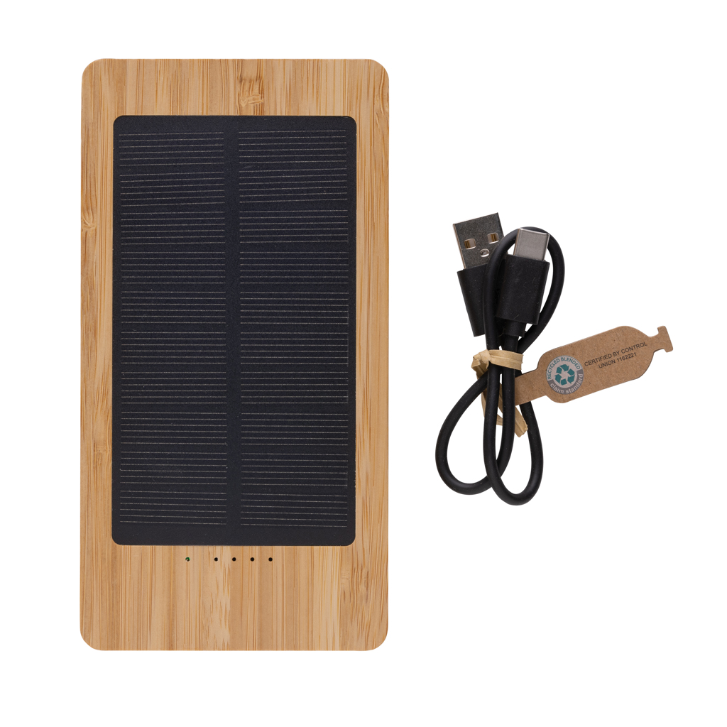 Sunwick 10.000mah Bambus Solar Powerbank, braun