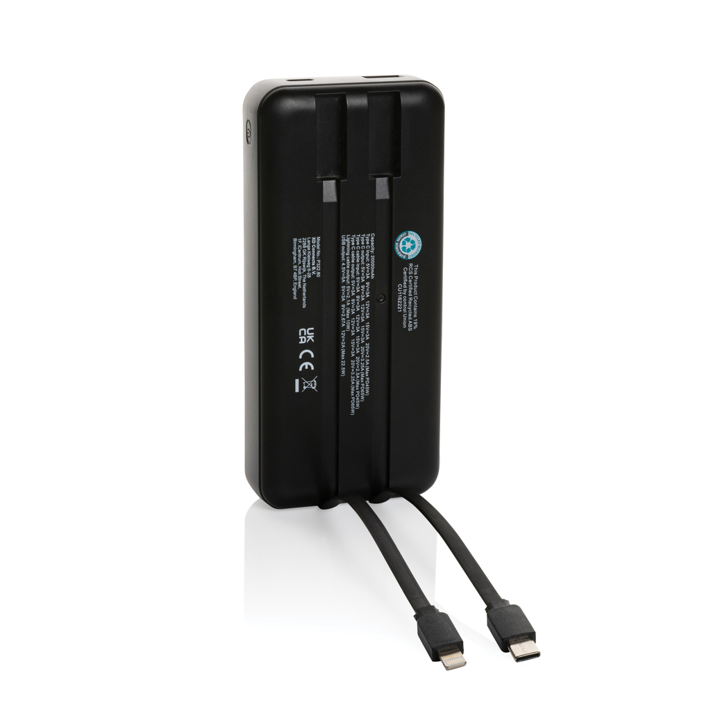 Gridley 20.000mAh 65W Laptop Powerbank aus RCS rPlastik, schwarz