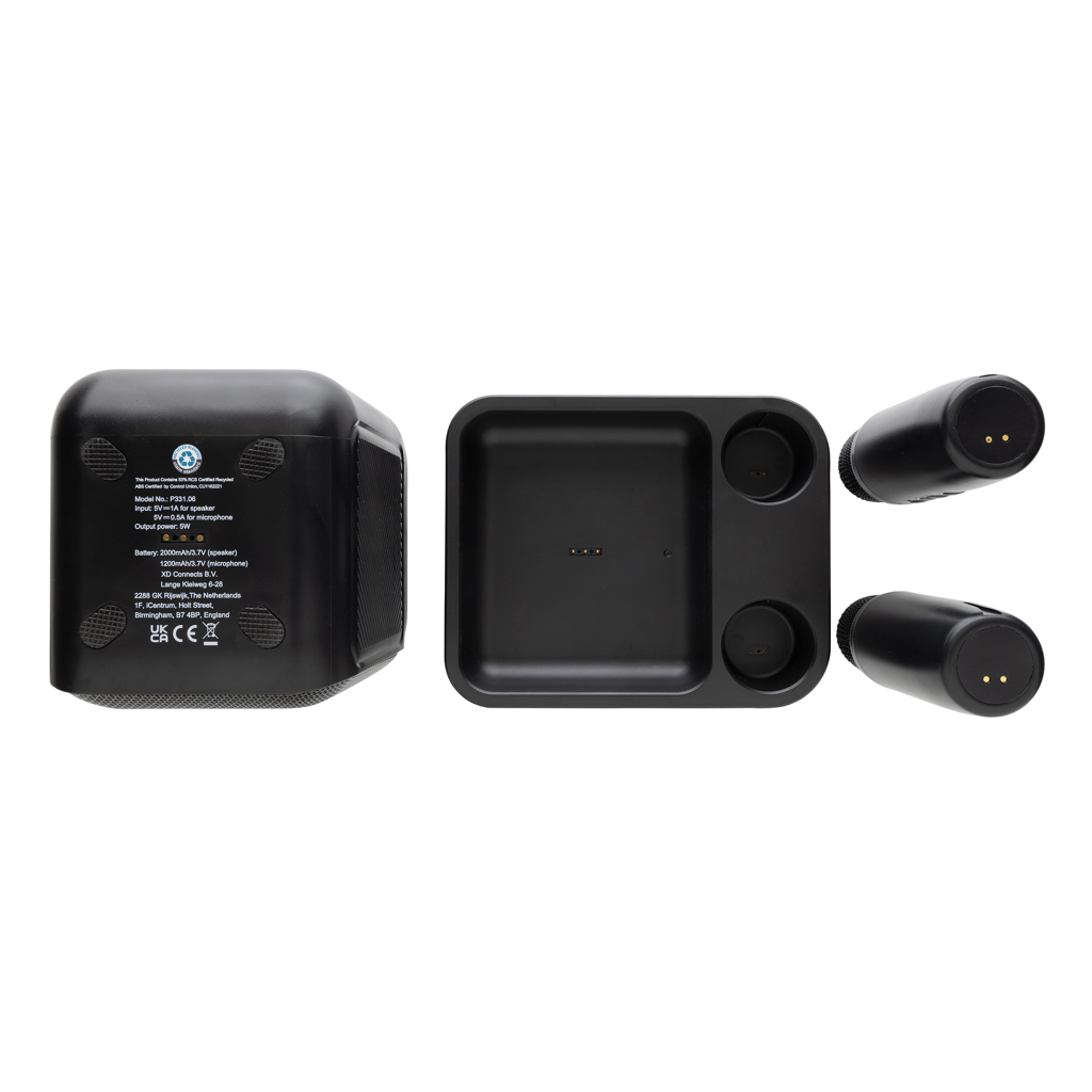 Singvibe Karaoke-Set mit Doppelmikrofon aus RCS rec. ABS, schwarz