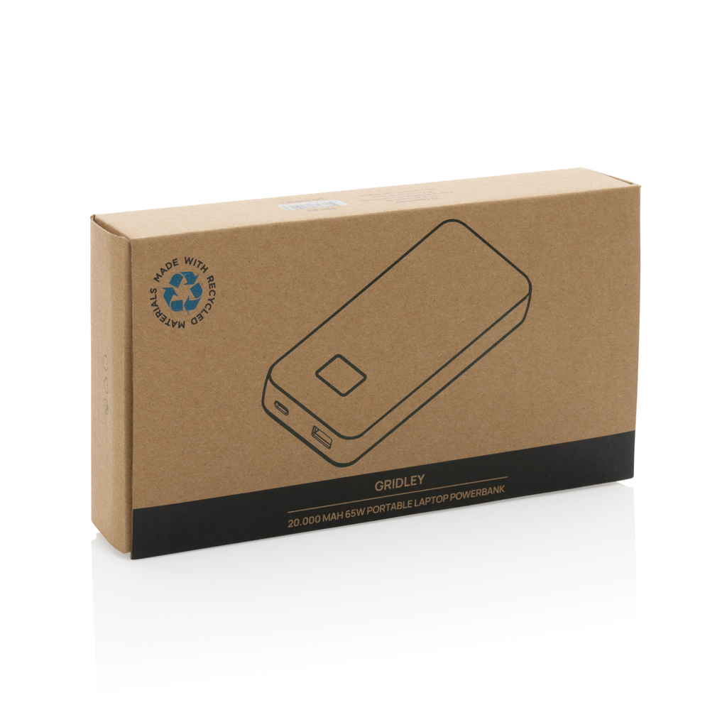 Gridley 20.000mAh 65W Laptop Powerbank aus RCS rPlastik, schwarz