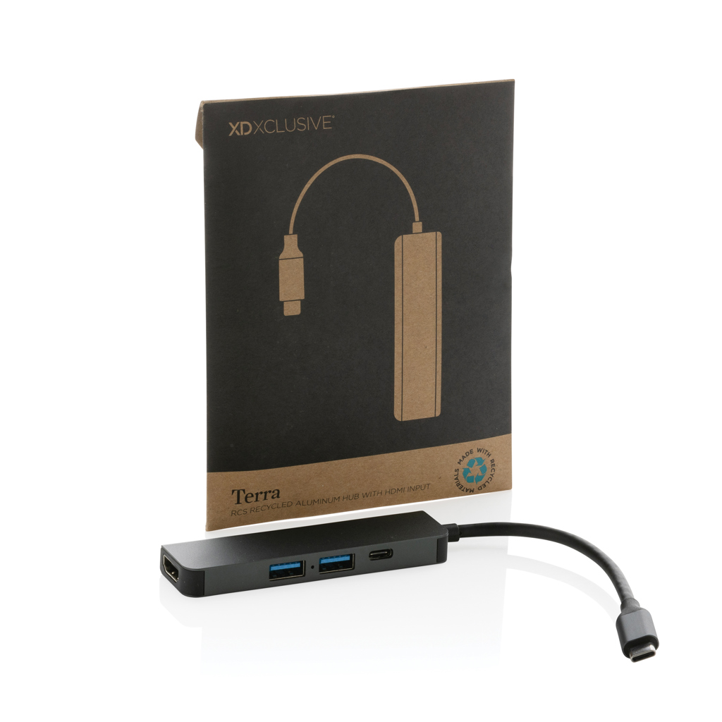 Terra Hub aus RCS recyceltem Aluminium mit HDMI-Input, grau