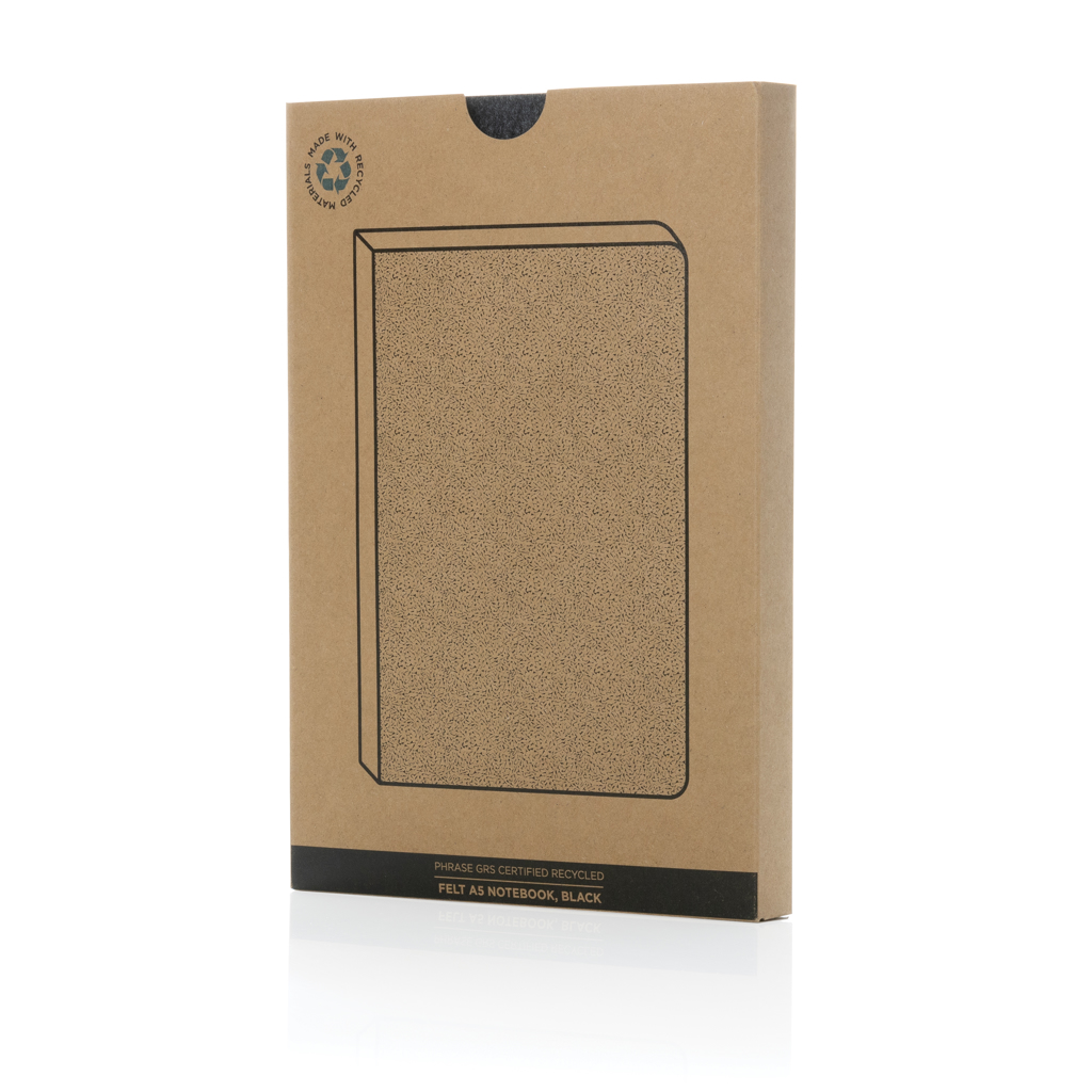 Phrase GRS-zertifiziertes A5-Notizbuch aus recyceltem Filz, schwarz