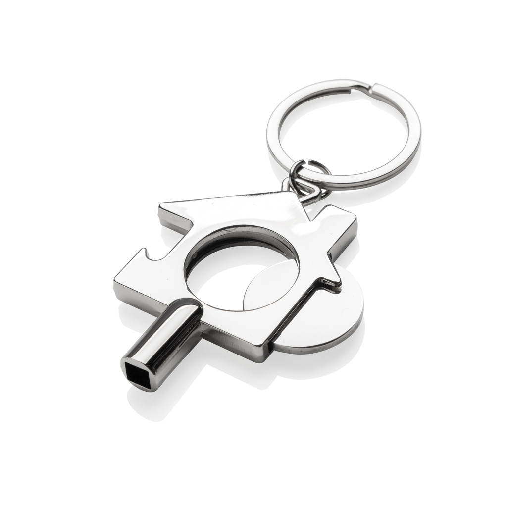 3-in-1 Schlüsselring aus RCS rec. Zinklegierung, silber