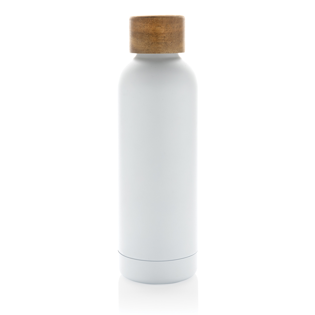Wood Vakuumflasche aus RCS recyceltem Stainless-Steel, weiß
