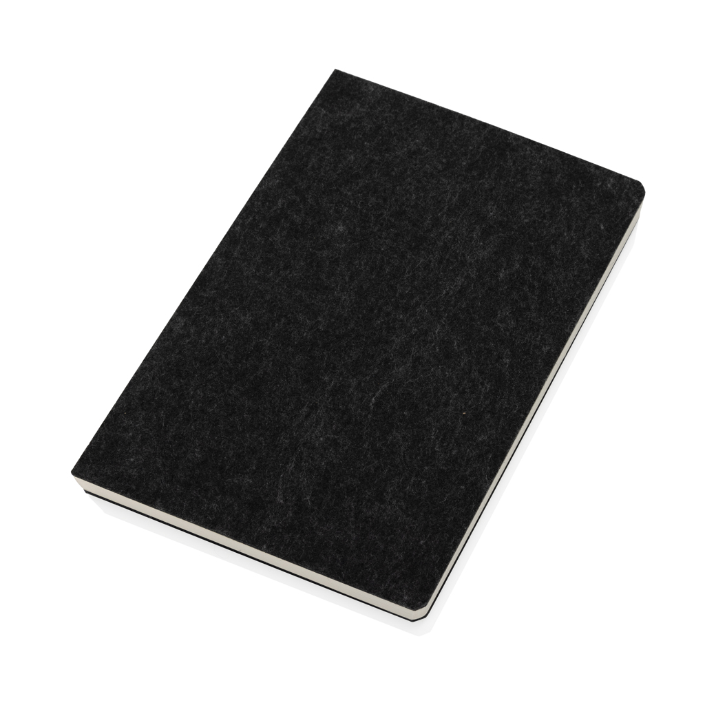 Phrase GRS-zertifiziertes A5-Notizbuch aus recyceltem Filz, schwarz
