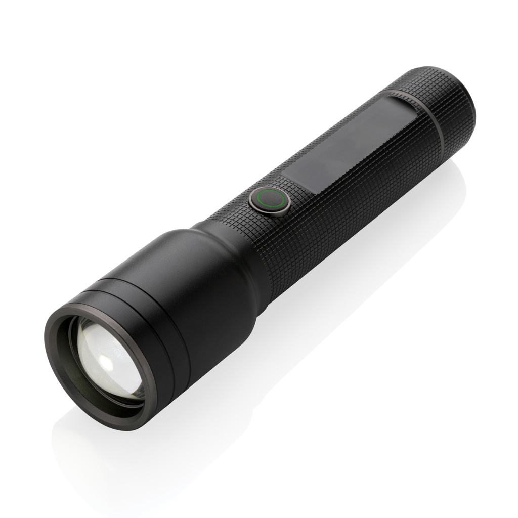 Heavy-Duty USB-Taschenlampe aus RCS recyceltem Aluminium, schwarz