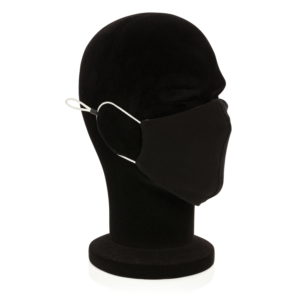 Wiederverwendbare 2-lagige Baumwoll-Gesichtsmaske, schwarz