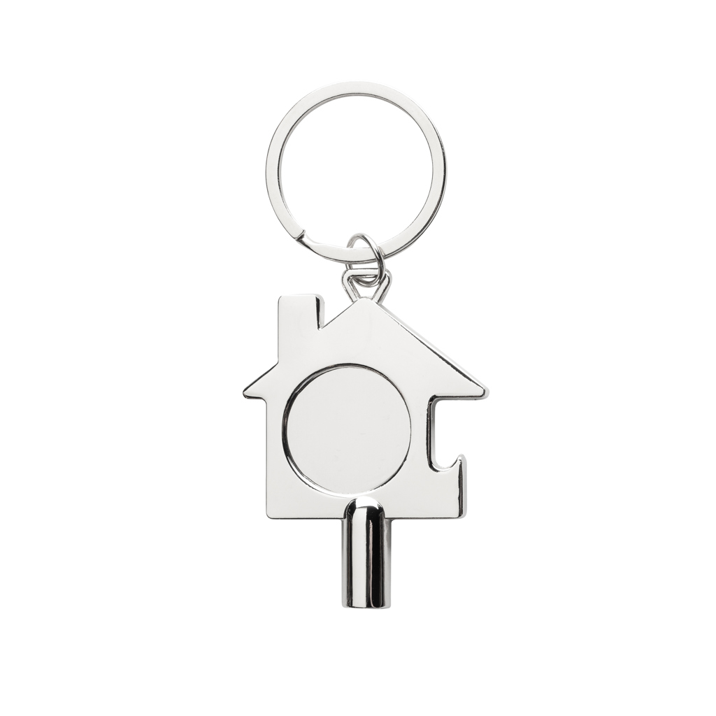 3-in-1 Schlüsselring aus RCS rec. Zinklegierung, silber