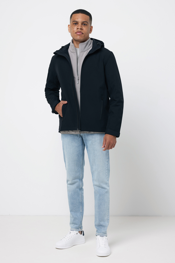 IQONIQ Makalu Herren Softshelljacke aus recyceltem Polyester, schwarz M