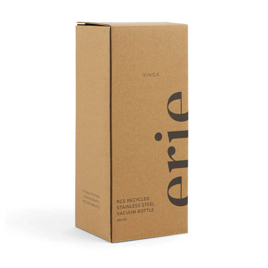 VINGA Erie 450ml Vakuumflasche aus RCS recyceltem Stahl, schwarz