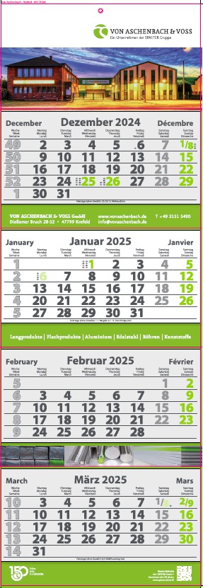 4-Monats-Wandkalender - 2027 - Carl Spaeter