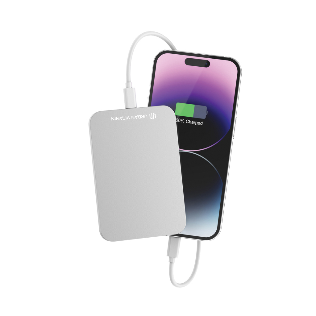 Urban Vitamin Burbank 3000mAh Powerbank aus RCS Plastik/Alu, silber
