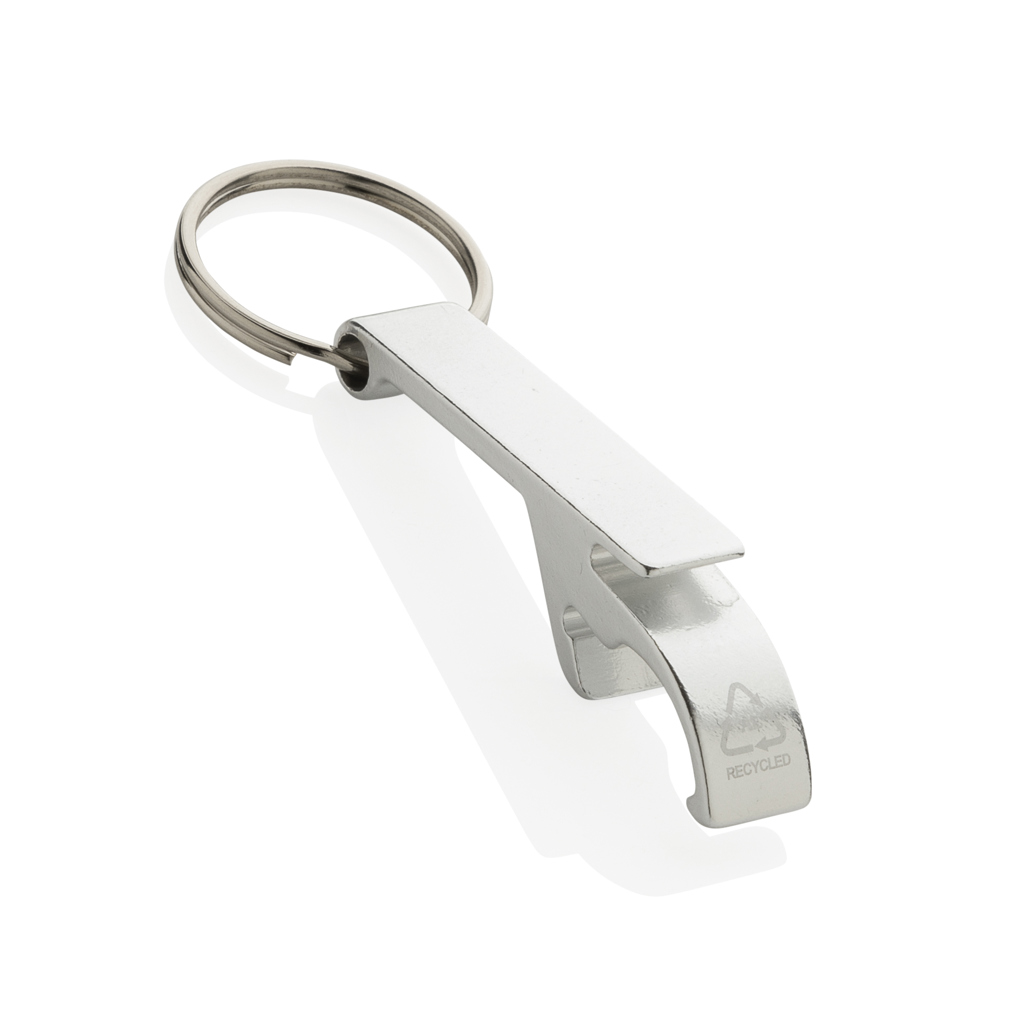 Flaschen- und Dosenöffner aus RCS recyceltem Aluminium, silber