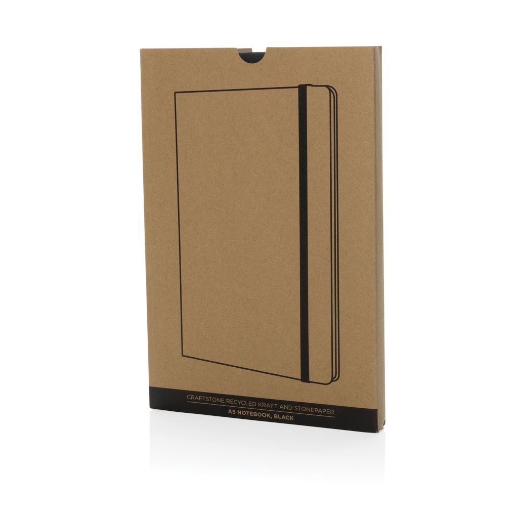 Craftstone A5 Notizbuch aus recycelt. Kraft- und Steinpapier, schwarz