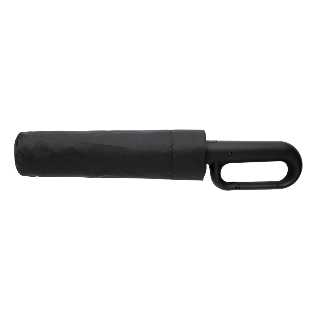 Yara 21“ AWARE™ rPET Regenschirm mit Karabiner, schwarz