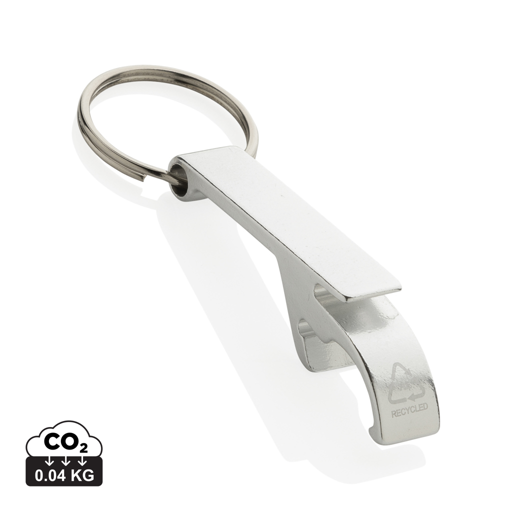 Flaschen- und Dosenöffner aus RCS recyceltem Aluminium, silber