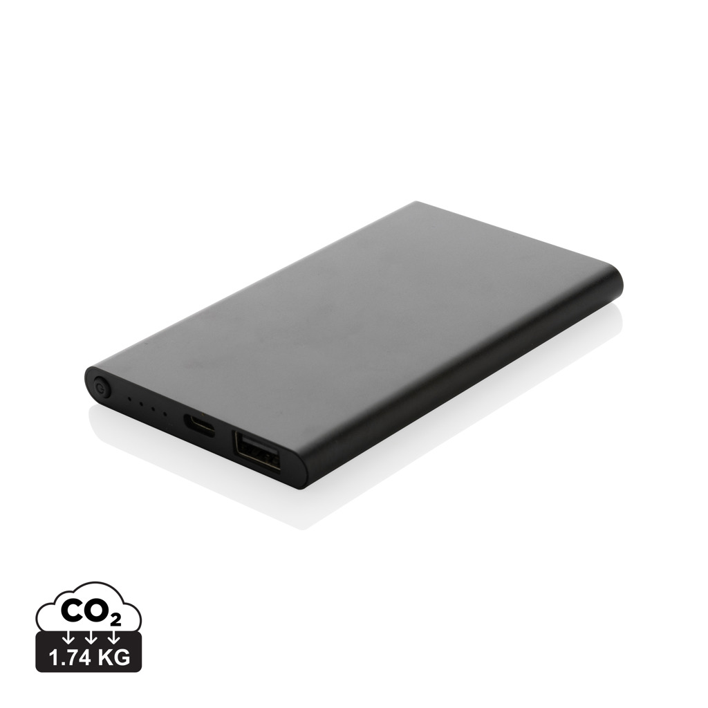 4.000mAh Type-C Powerbank aus RCS recyeltem ABS & Aluminium, schwarz