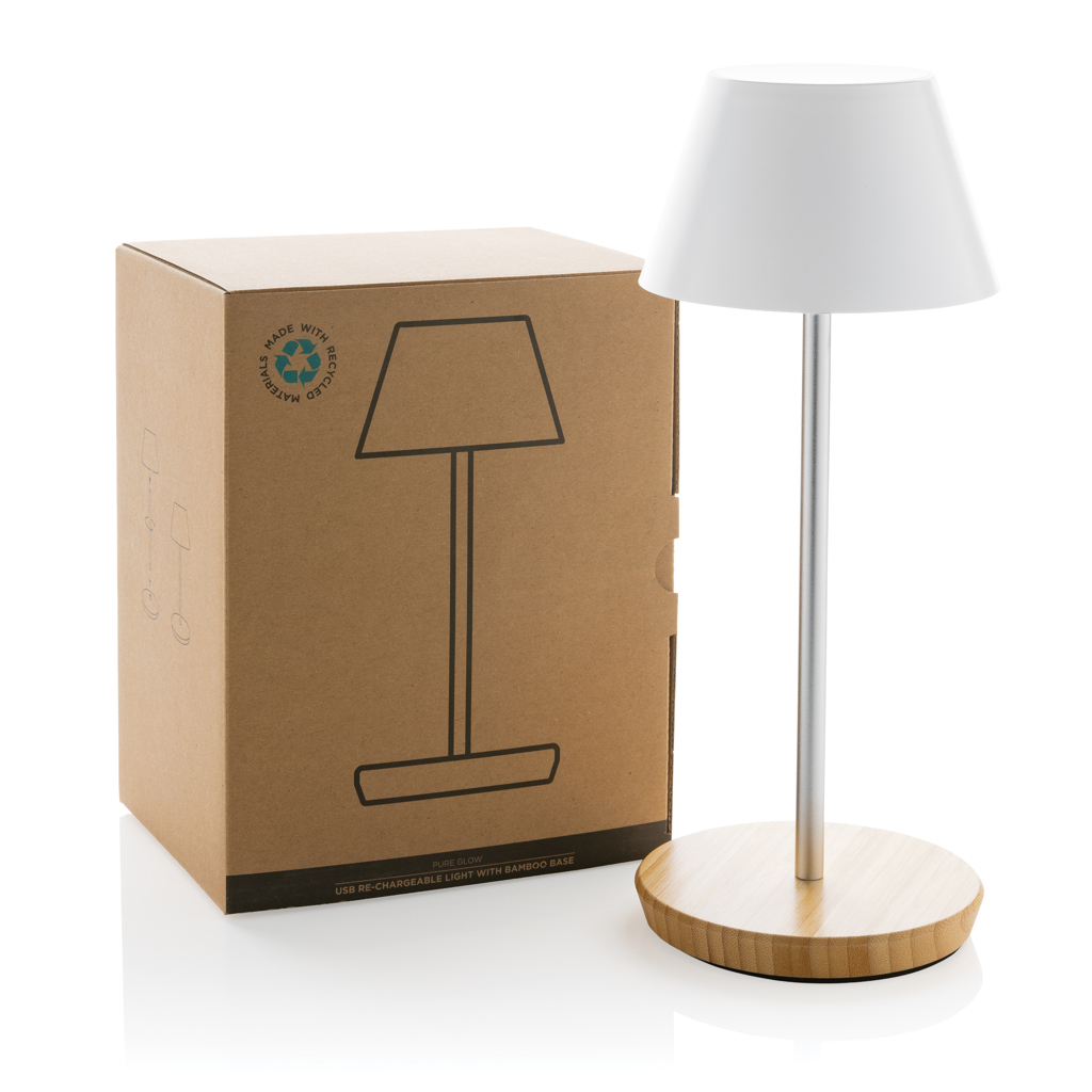 Pure Glow USB-Tischleuchte aus RCS recyceltem Kunststoff, weiß