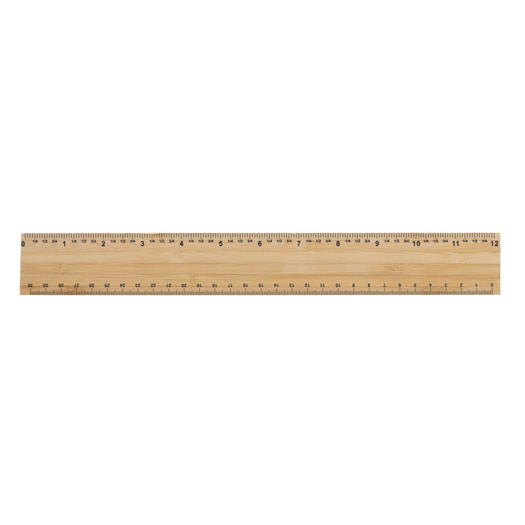 Timberson extra dickes 30cm doppelseitiges Bambuslineal, braun