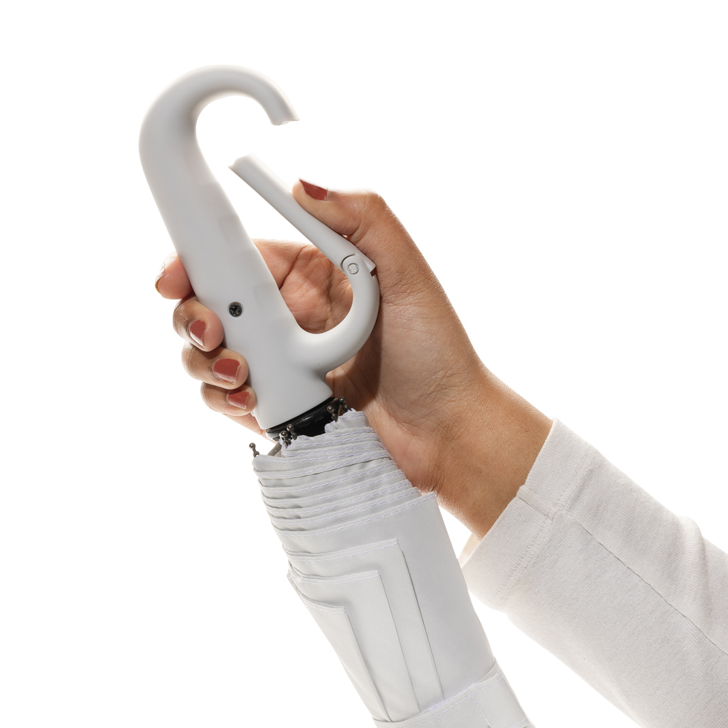 Yara 21“ AWARE™ rPET Regenschirm mit Karabiner, beige