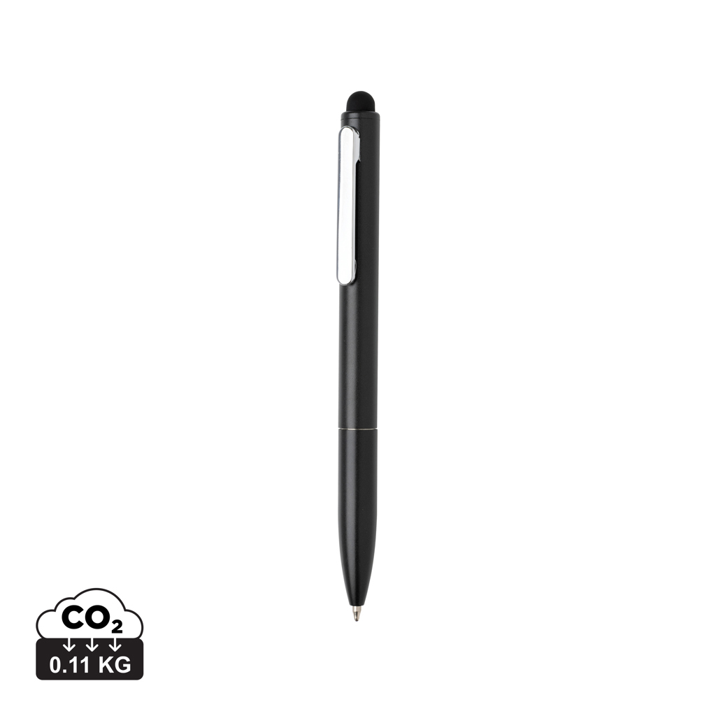 Kymi Stift mit Stylus aus RCS recyceltem Aluminum, schwarz
