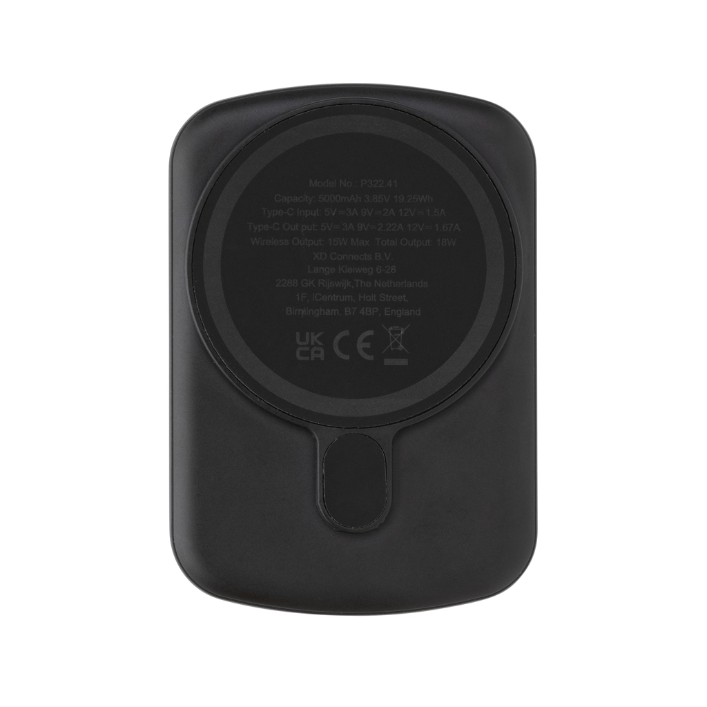 MagBoost 5.000mAh magnetische Powerbank aus RCS rec. Plastik, schwarz