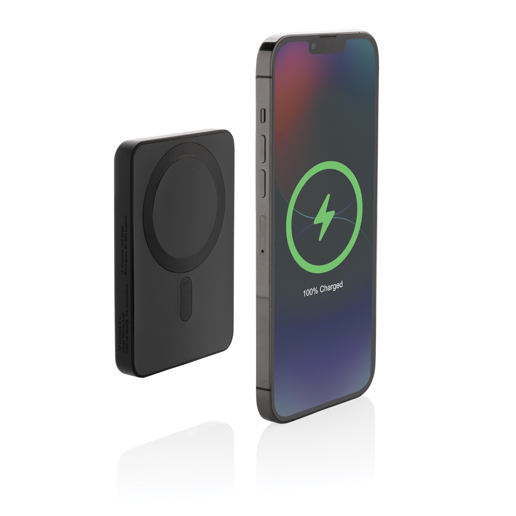 Magnetix 5.000mAh magnetische Powerbank aus RCS recycel. ABS, schwarz