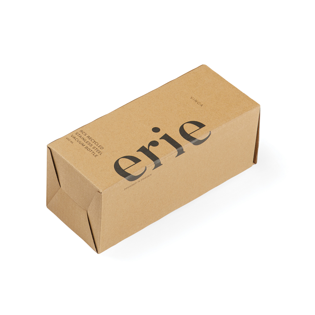 VINGA Erie 450ml Vakuumflasche aus RCS recyceltem Stahl, silber