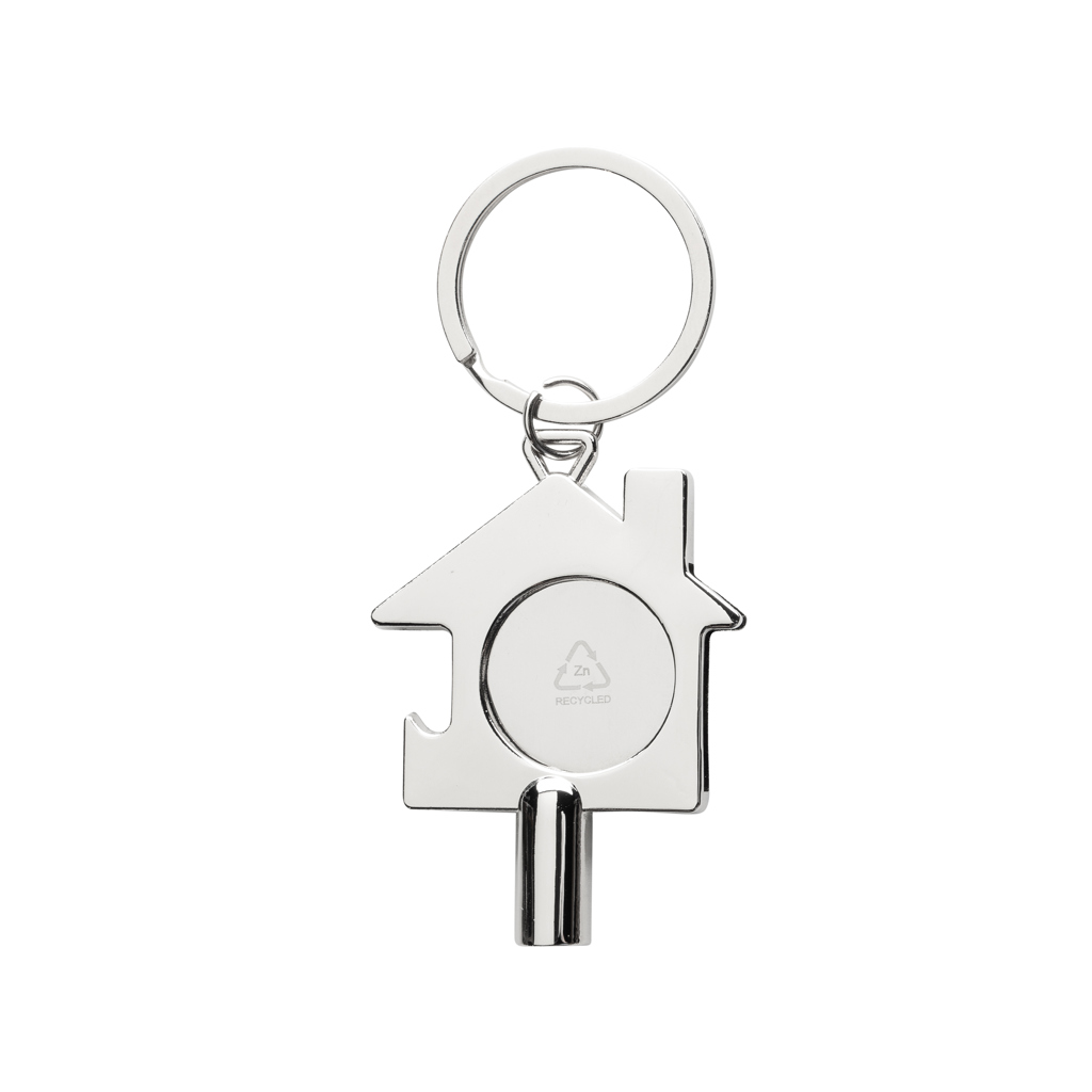 3-in-1 Schlüsselring aus RCS rec. Zinklegierung, silber