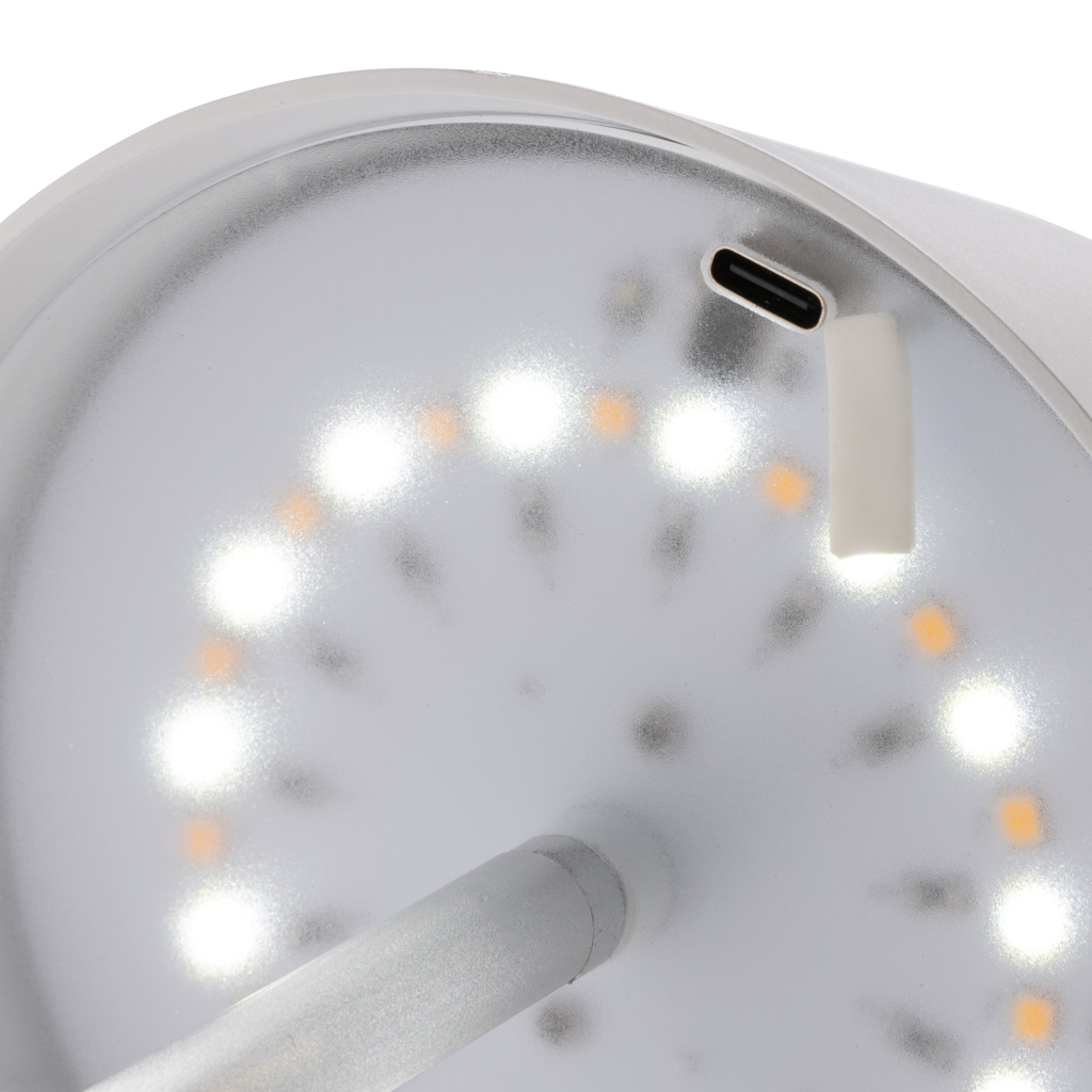 Pure Glow USB-Tischleuchte aus RCS recyceltem Kunststoff, weiß