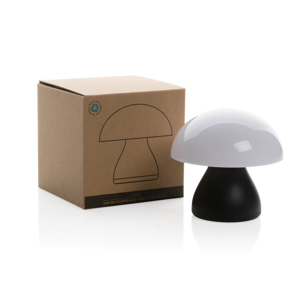 Luming wiederaufladbare USB-Tischlampe aus RCS Kunststoff, schwarz