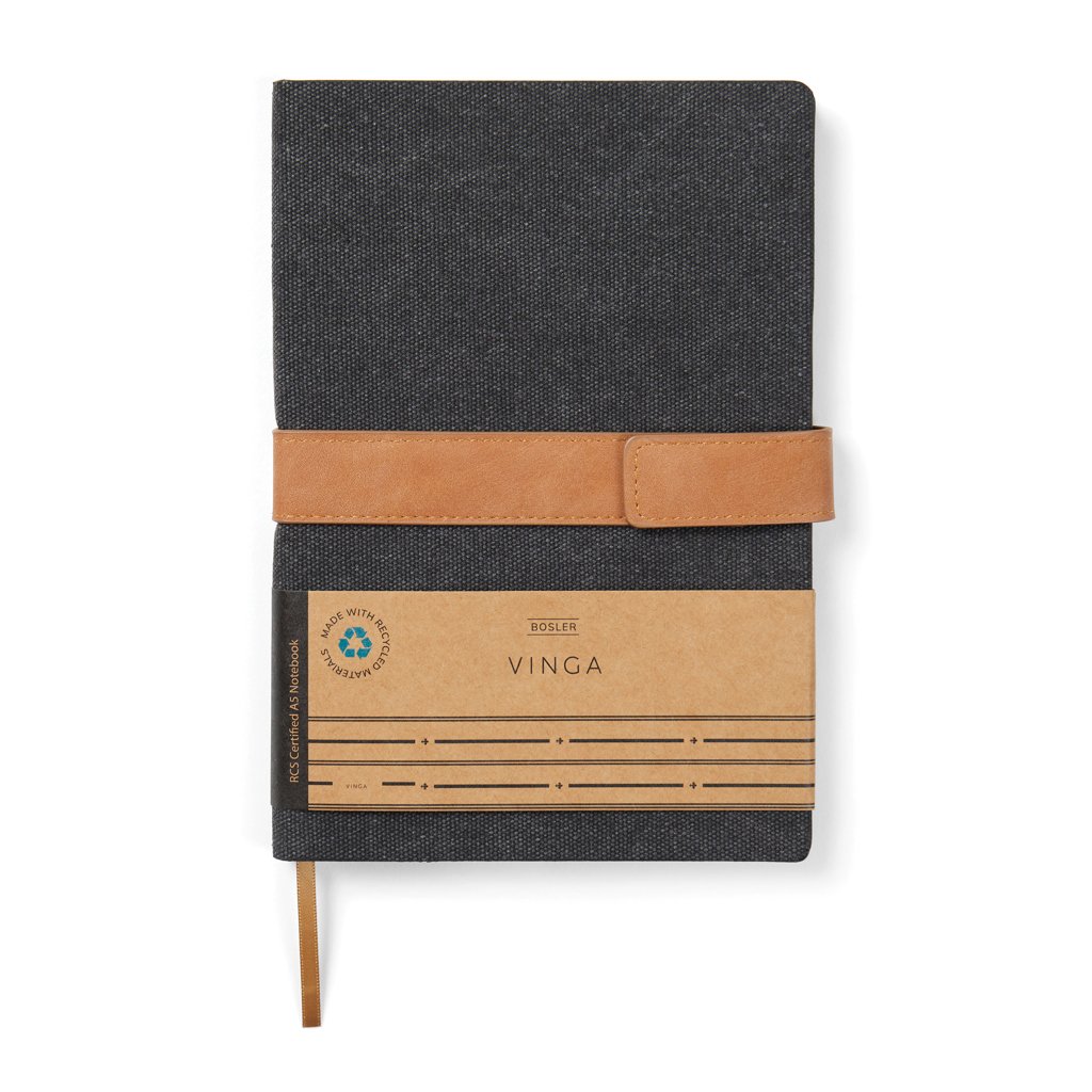 VINGA Bosler Notizbuch aus RCS recyceltem Papier, schwarz