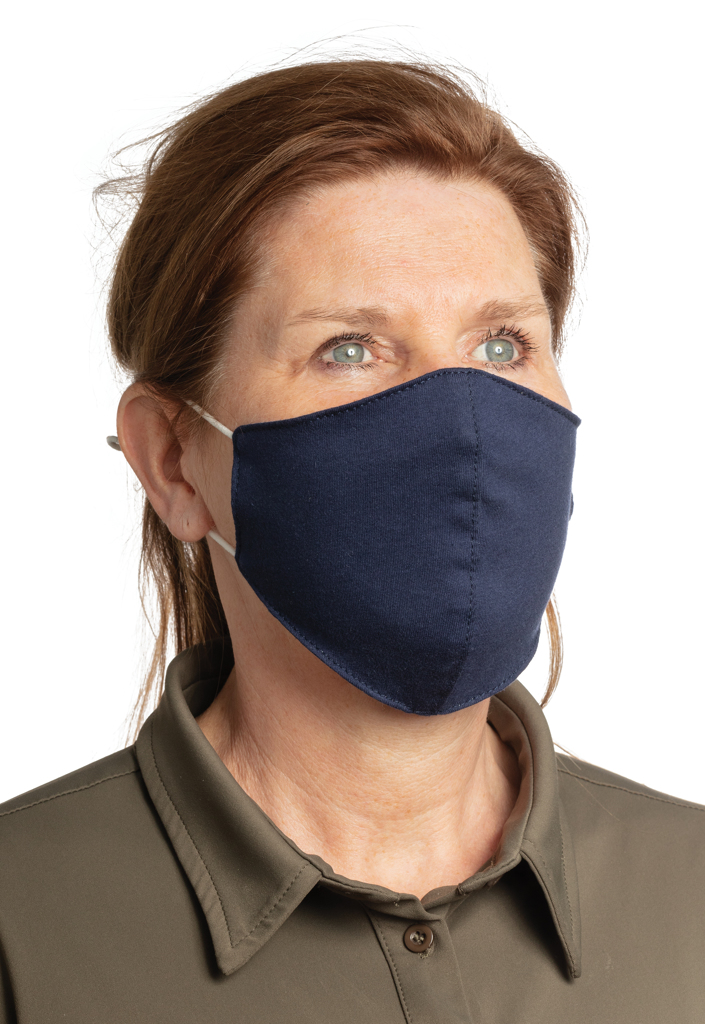 Wiederverwendbare 2-lagige Baumwoll-Gesichtsmaske, navy blau