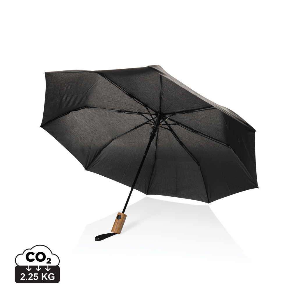 Kaycey 21“ Auto-Open Mini-Regenschirm aus AWARE™ rPET, schwarz