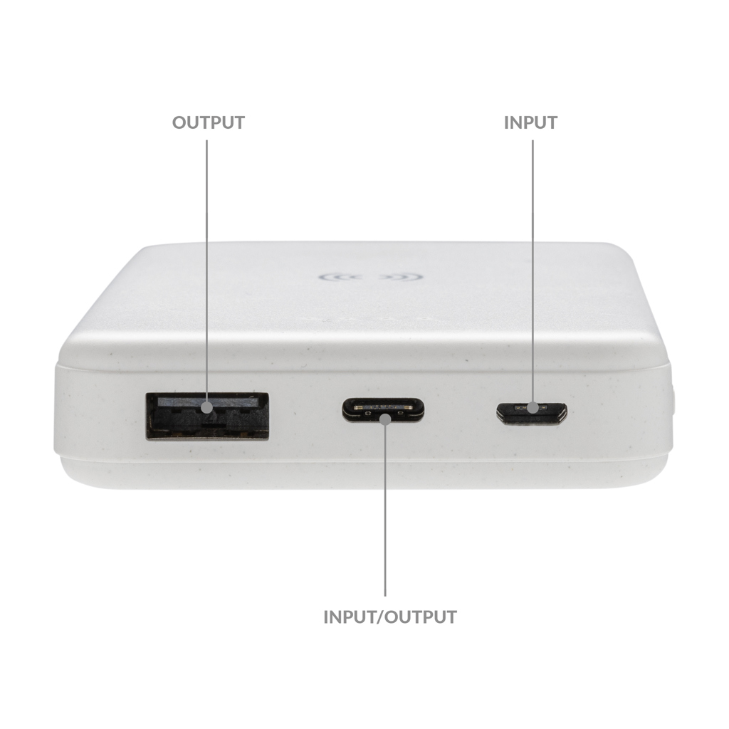 5.000mAh 5W Wireless Powerbank aus RCS recyceltem Kunststoff, weiß