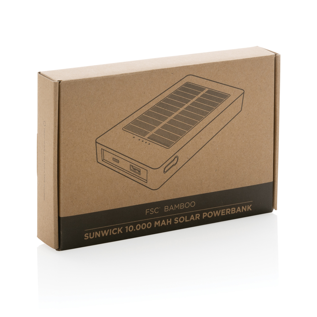 Sunwick 10.000mah Bambus Solar Powerbank, braun