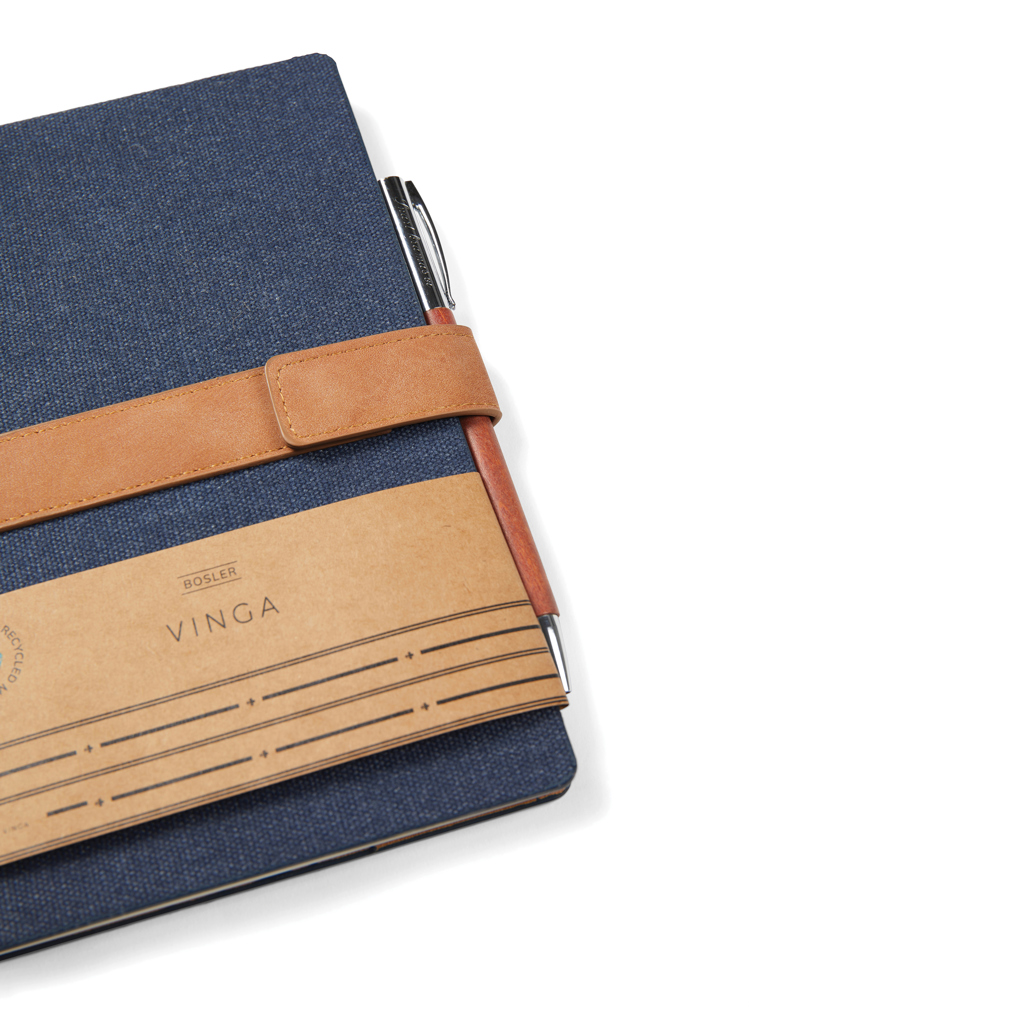 VINGA Bosler Notizbuch aus RCS recyceltem Papier, navy blau