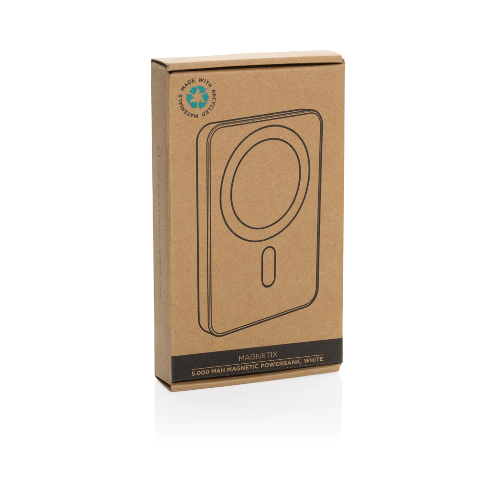 Magnetix 5.000mAh magnetische Powerbank aus RCS recycel. ABS, weiß