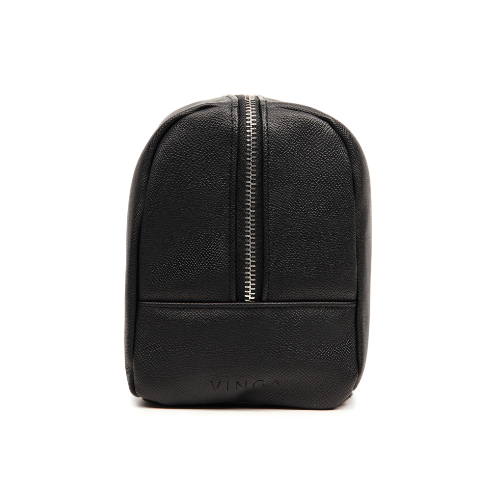 VINGA Bermond Kulturtasche aus RCS recyceltem PU, schwarz