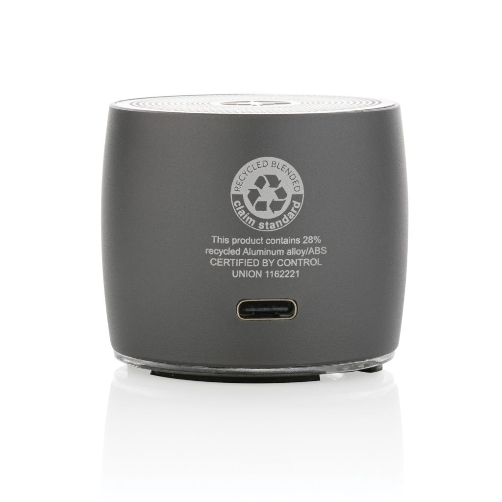 Swiss Peak 3W Basslautsprecher aus RCS recyceltem Aluminium, grau