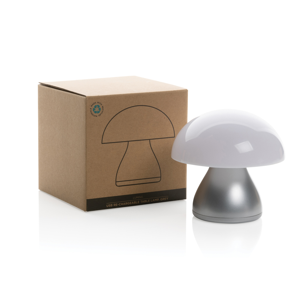 Luming wiederaufladbare USB-Tischlampe aus RCS Kunststoff, grau