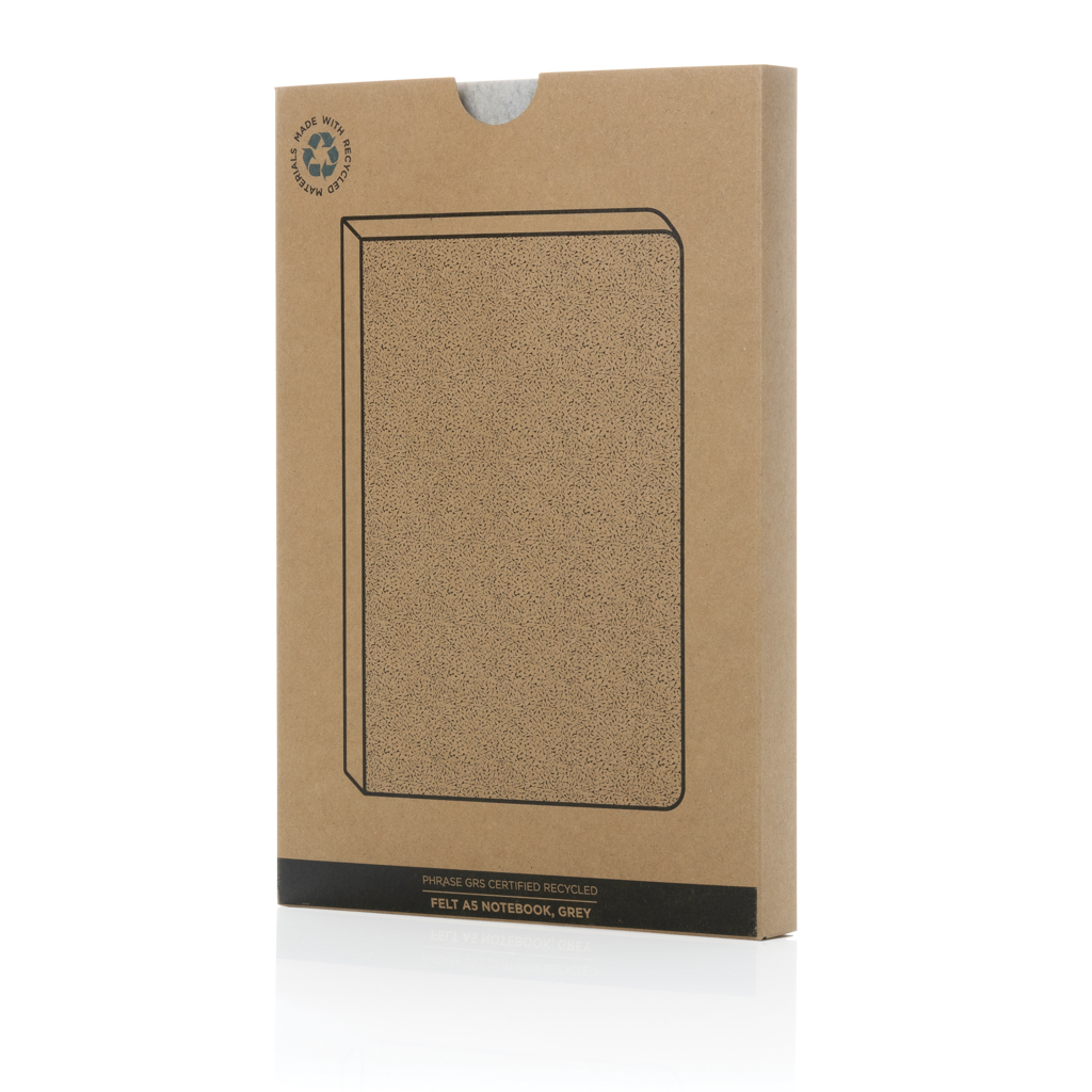 Phrase GRS-zertifiziertes A5-Notizbuch aus recyceltem Filz, grau