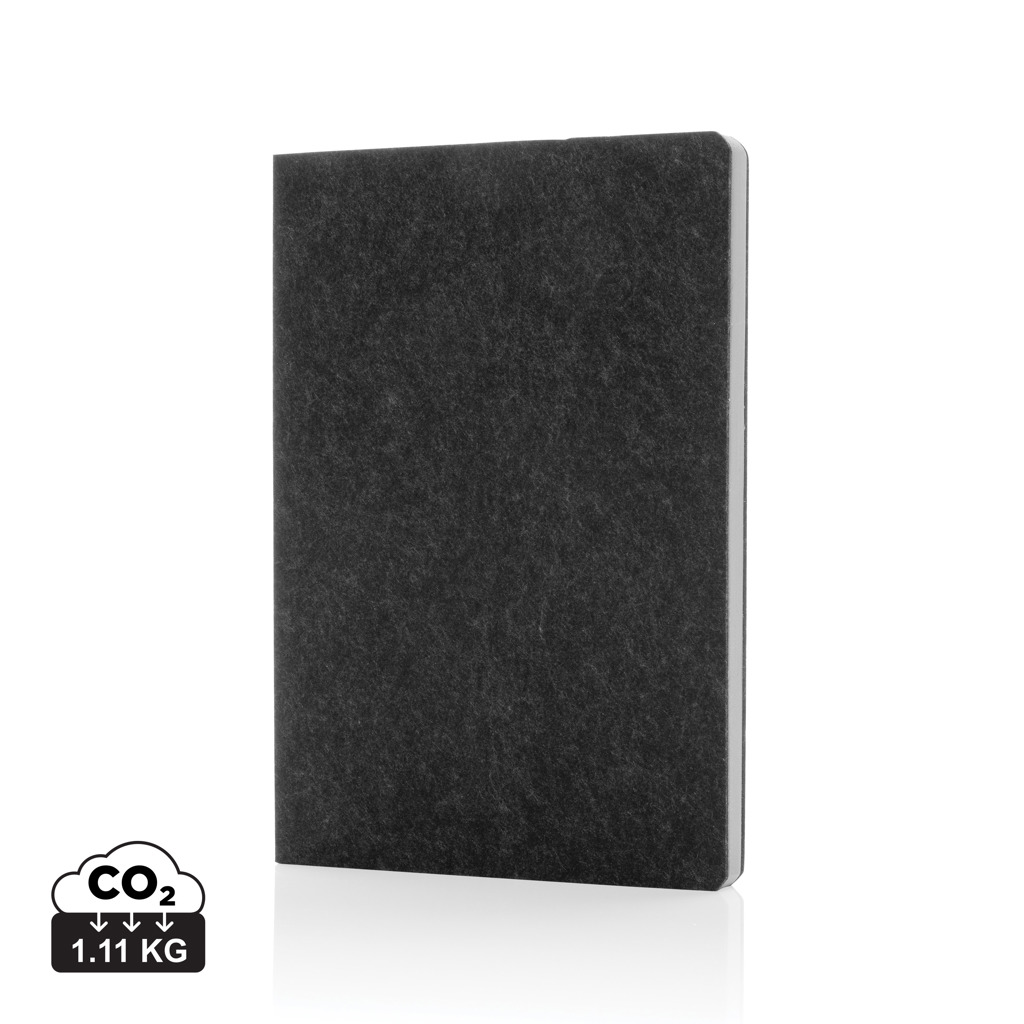 Phrase GRS-zertifiziertes A5-Notizbuch aus recyceltem Filz, schwarz