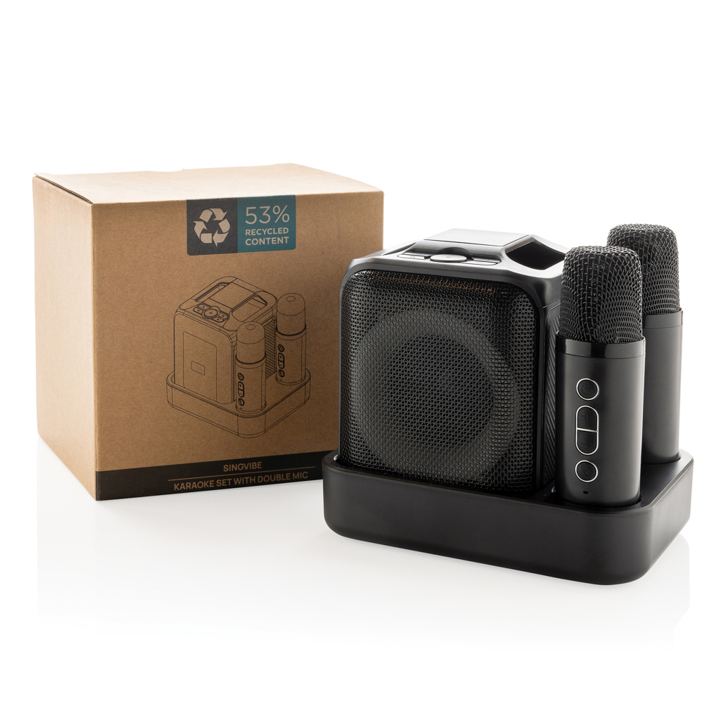Singvibe Karaoke-Set mit Doppelmikrofon aus RCS rec. ABS, schwarz