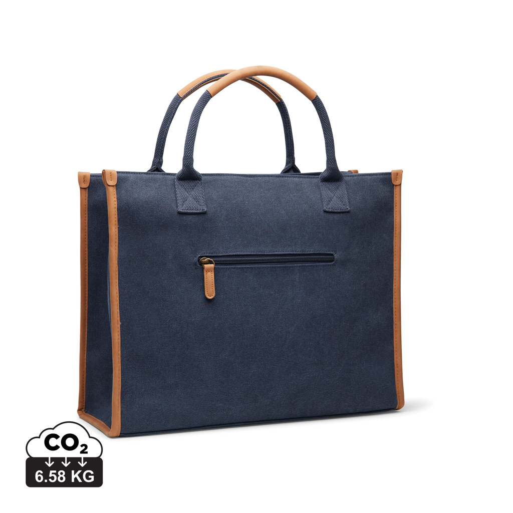 VINGA Bosler Büro-Tasche aus RCS recyceltem Canvas, navy blau