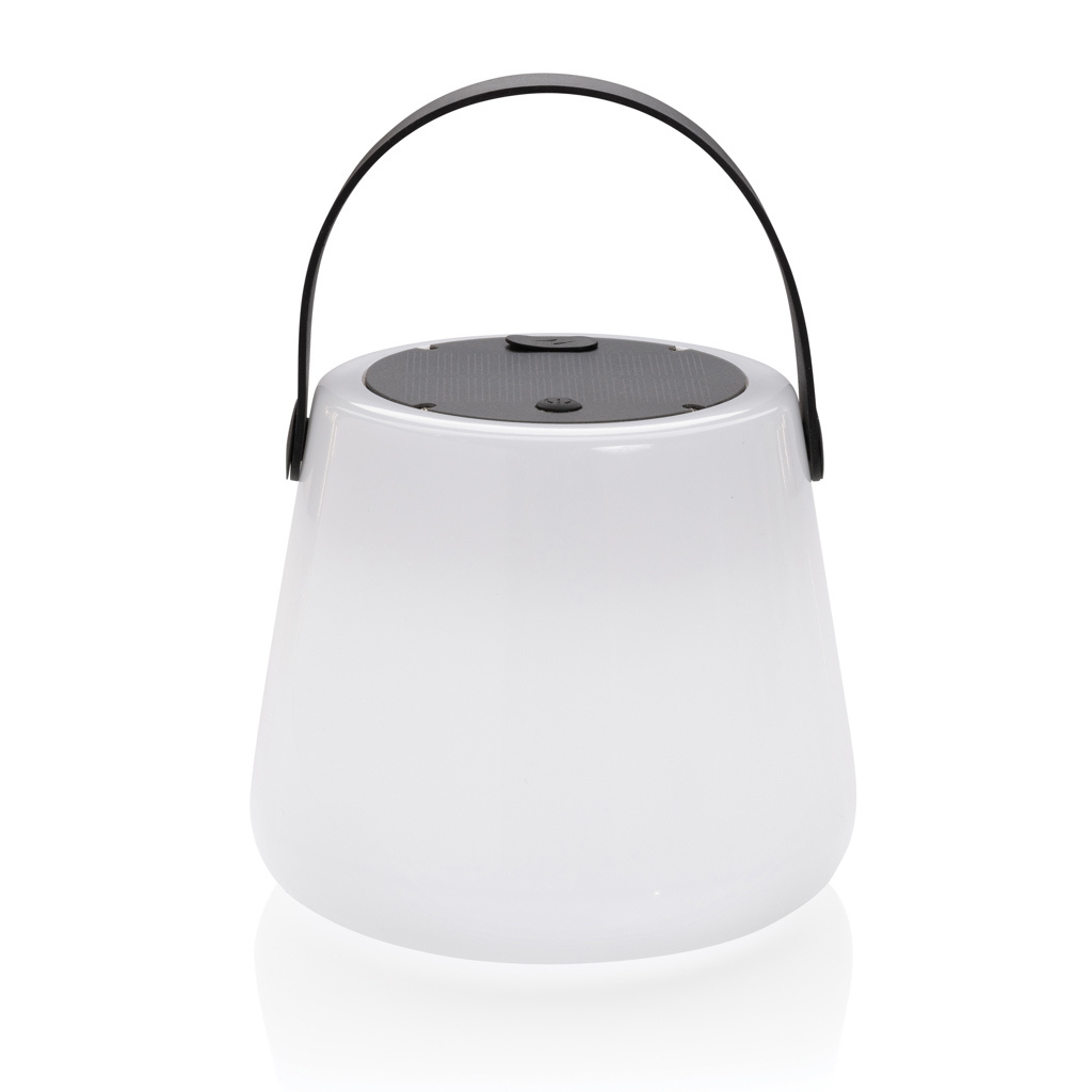 SolarGlow Außenleuchte aus RCS rec. Kunststoff mit USB-Lampe, weiß