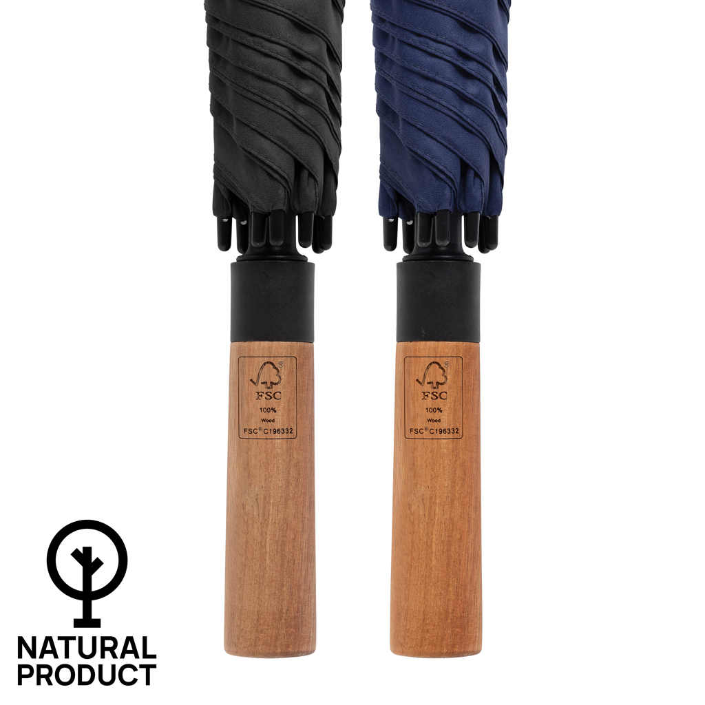 Tony Aware™ RPET 30` Schirm mit auto. Öffnung & Akaziengriff, navy blau