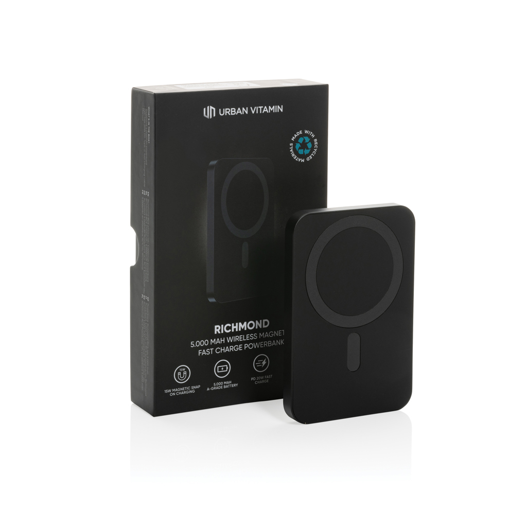 Urban Vitamin Richmond 5000mAh Powerbank aus RCS Plastik/Alu, schwarz
